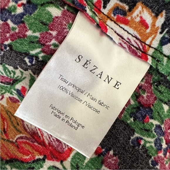NWOT Sézane Lexia Midi Length Button Down Robe Dress Striped Floral Prin… - Picture 7 of 7